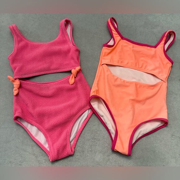 Derek Heart Other - Girls Size 6 Swimsuit Lot 2Pc One Piece Pink Orange Summer Pool Beach Bundle